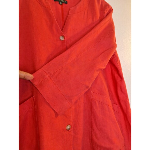 FOR CYNTHIA 100% Linen Button Up Top Women's M Pockets Lagenlook Beachy Resort - Picture 8 of 10